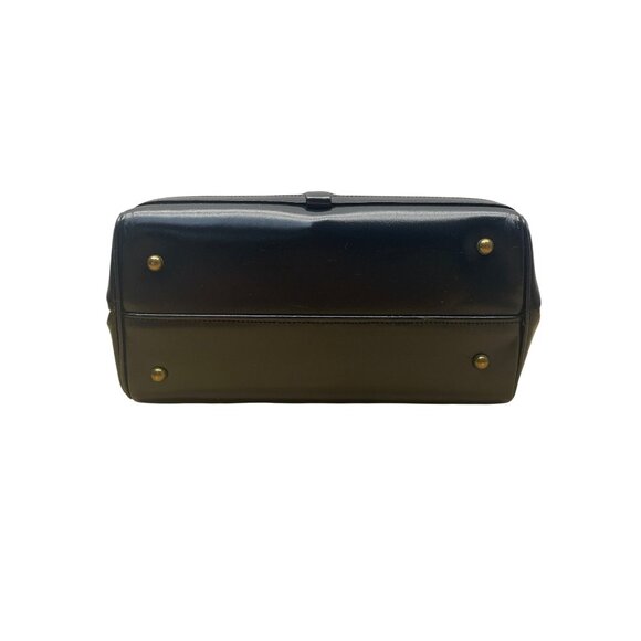 Vintage Creations By International Blue Leather Handle Handbag Gold-Tone Frame - Picture 7 of 8